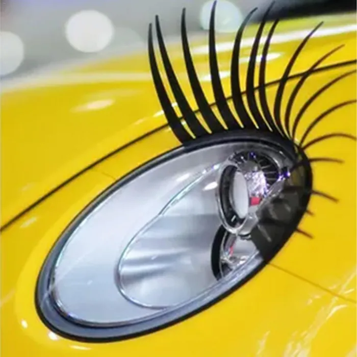 2PCS 3D Charmant Black False Eyelashs Fake Eye Lash Sticker Car Headlight Décoration Funny Decal Fo